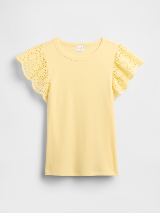 Image number 5 showing, Ribbed Eyelet Flutter Sleeve T-Shirt
