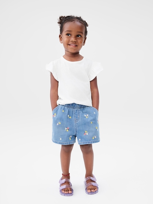 Image number 2 showing, babyGap Pull-On Embroidered Denim Shorts
