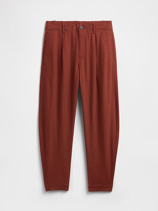 Image number 7 showing, Mid Rise Linen-Blend Barrel Pants