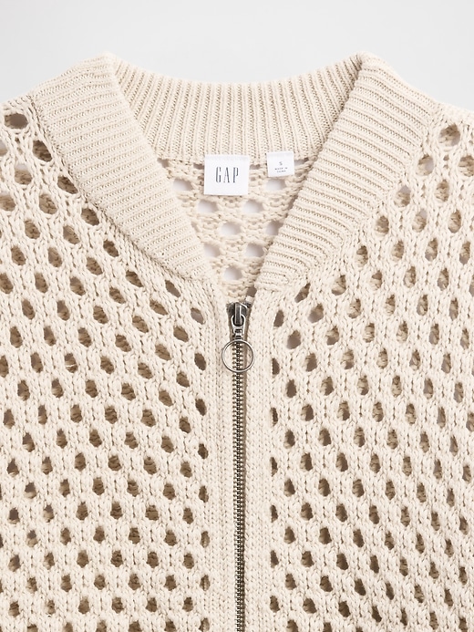 Image number 4 showing, Relaxed Crochet Bomber Cardigan