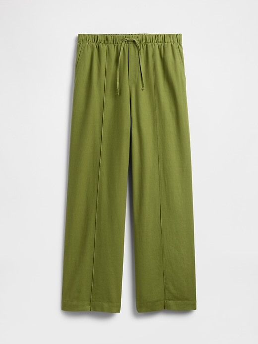 Image number 7 showing, Mid Rise Linen-Blend Pull-On Wide-Leg Pants