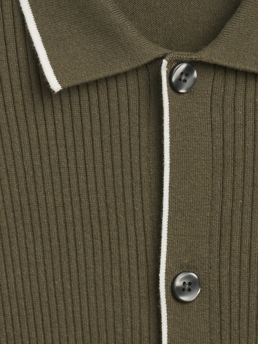 Image number 4 showing, Ribbed Button-Front Polo Shirt