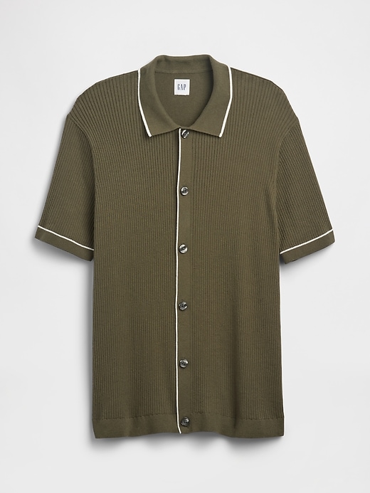 Image number 5 showing, Ribbed Button-Front Polo Shirt
