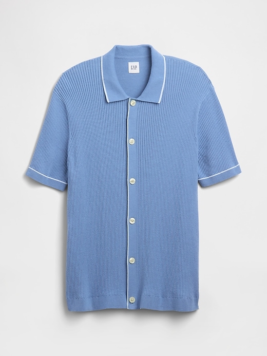 Image number 5 showing, Ribbed Button-Front Polo Shirt