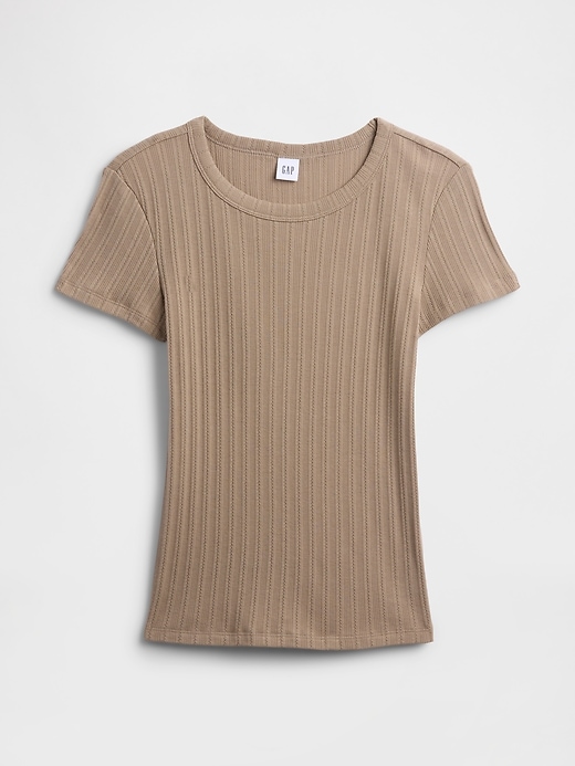 Image number 5 showing, Ribbed Pointelle Crewneck T-Shirt
