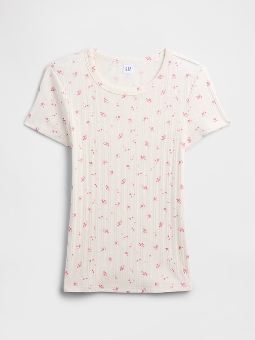 Image number 5 showing, Ribbed Print Pointelle Crewneck T-Shirt