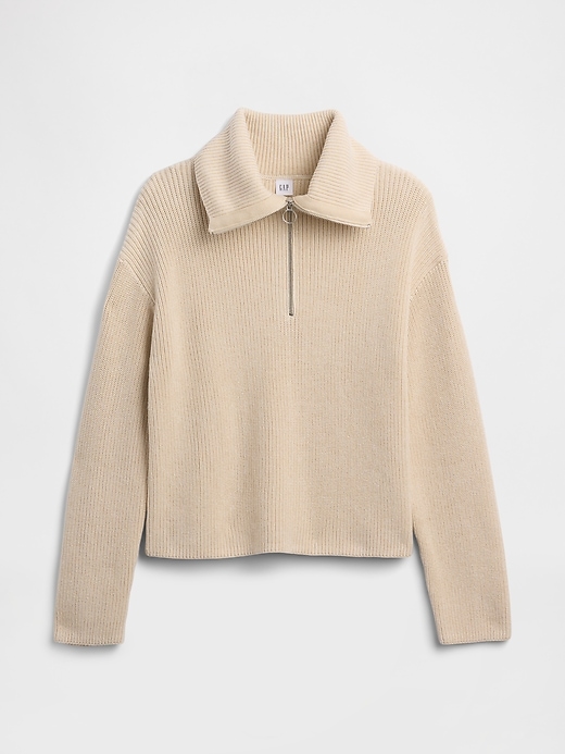 Image number 5 showing, Relaxed Ribbed Quarter-Zip Cardigan