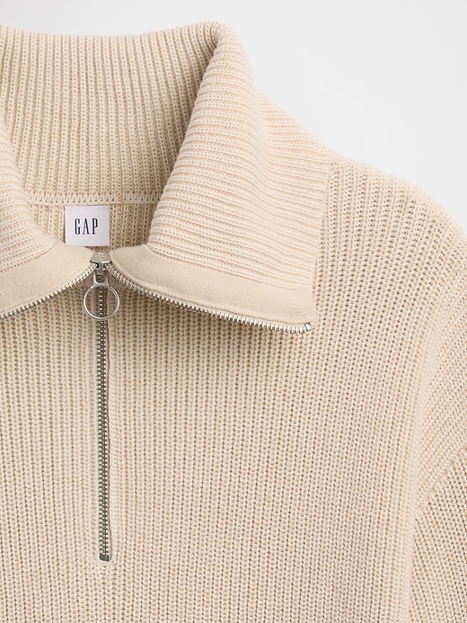 Image number 4 showing, Relaxed Ribbed Quarter-Zip Cardigan
