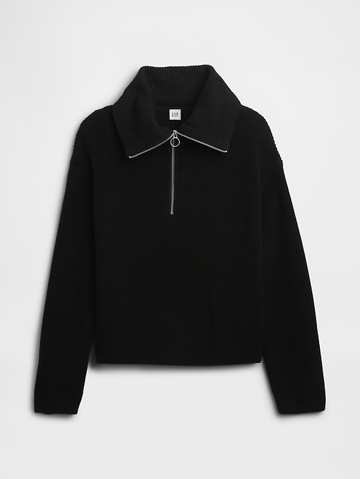 Image number 5 showing, Relaxed Ribbed Quarter-Zip Cardigan