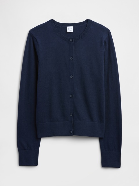 Kids 100% Cotton Crewneck Cardigan
