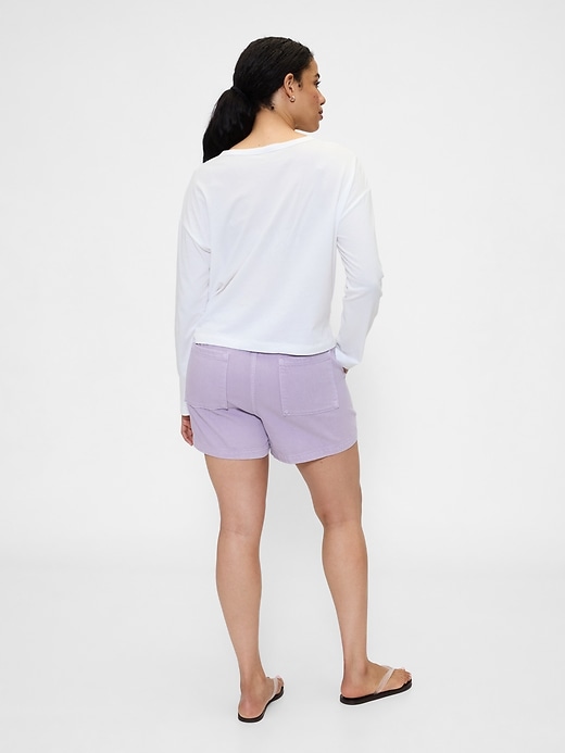 Image number 6 showing, 4" High Rise SuperSoft Denim Utility Shorts