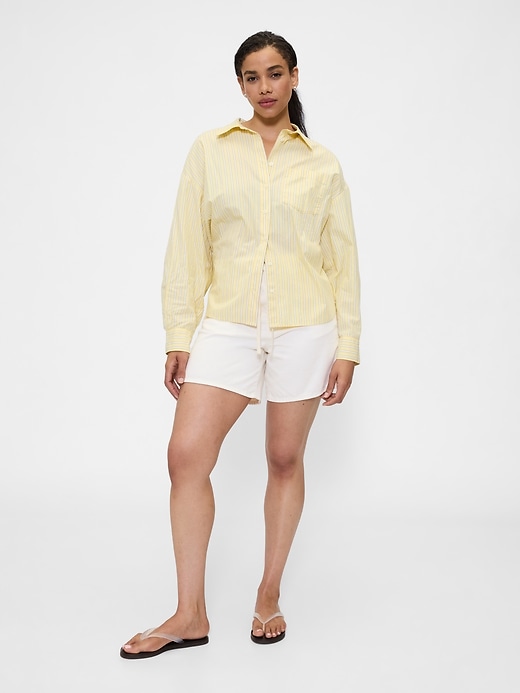 Image number 5 showing, High Rise Soft Pull-On Midi Denim Shorts