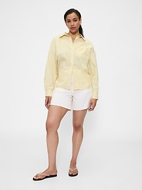 High Rise Soft Pull-On Midi Denim Shorts