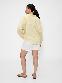 High Rise Soft Pull-On Midi Denim Shorts