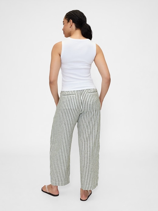 Image number 6 showing, Mid Rise Linen-Blend Barrel Pants