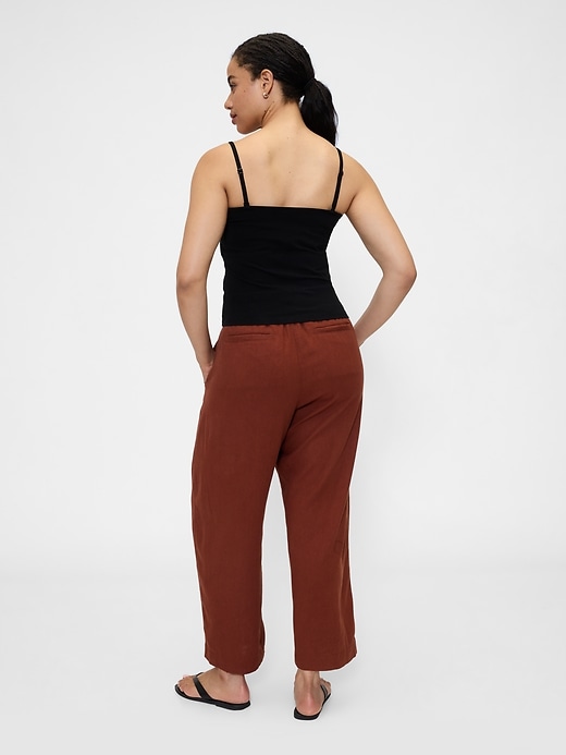 Image number 6 showing, Mid Rise Linen-Blend Barrel Pants