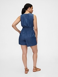 Smocked V-Neck Romper