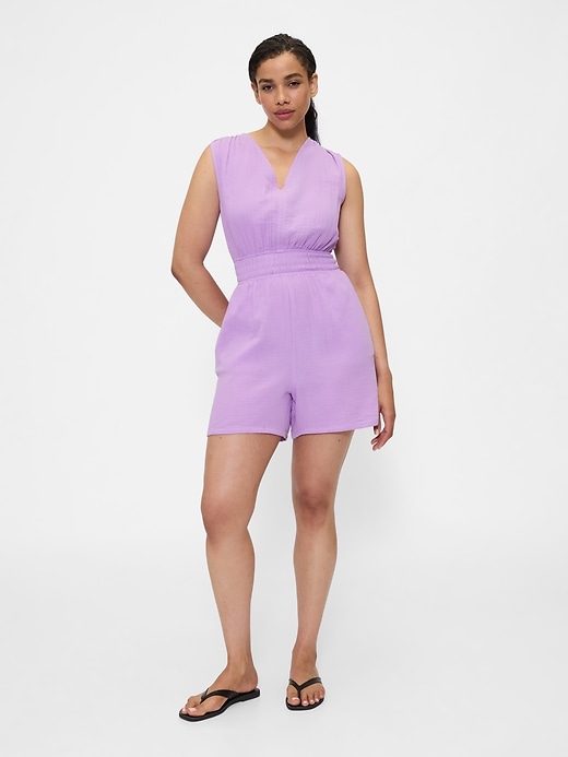 Image number 4 showing, Smocked V-Neck Romper