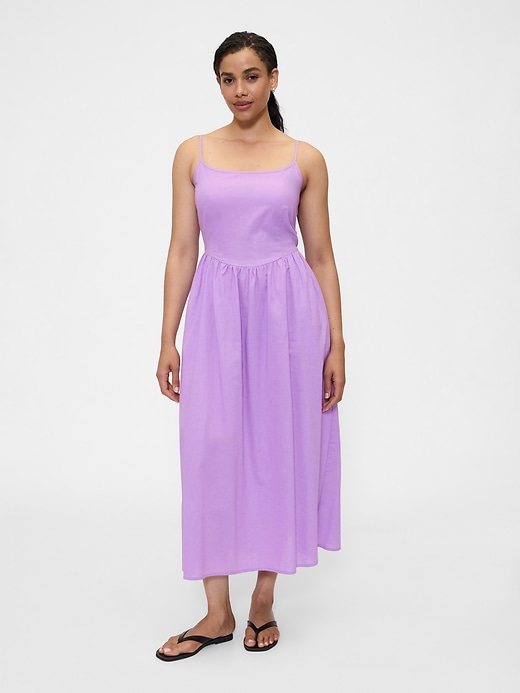 Image number 4 showing, Linen-Blend Dip-Waist Midi Dress