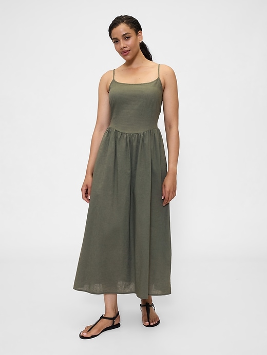Image number 4 showing, Linen-Blend Dip-Waist Midi Dress