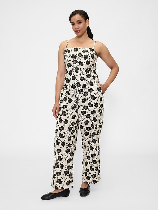 Image number 5 showing, Mid Rise Linen-Blend Pull-On Wide-Leg Pants