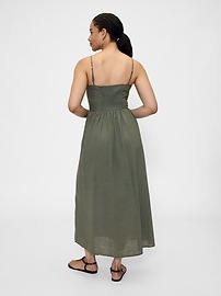 Linen-Blend Dip-Waist Midi Dress