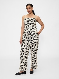 Linen-Blend Wide-Leg Cargo Pull-On Pants