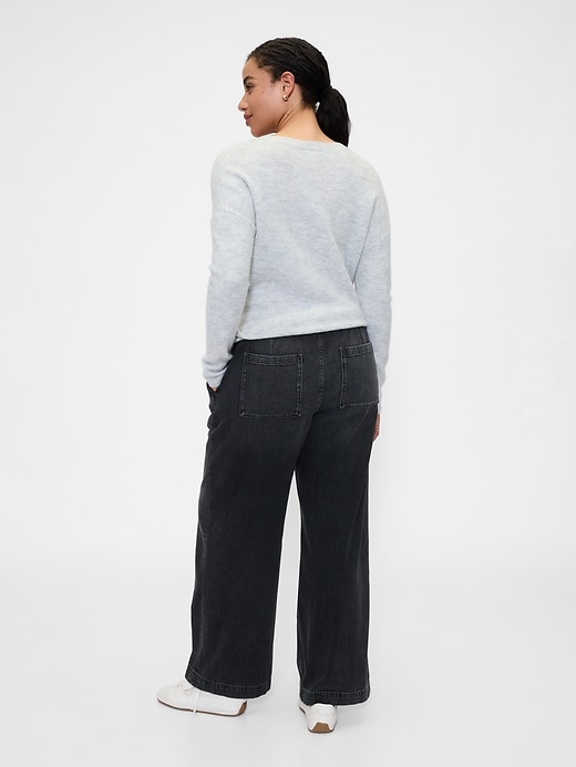 Image number 3 showing, High Rise Pull-On Wide-Leg Jeans