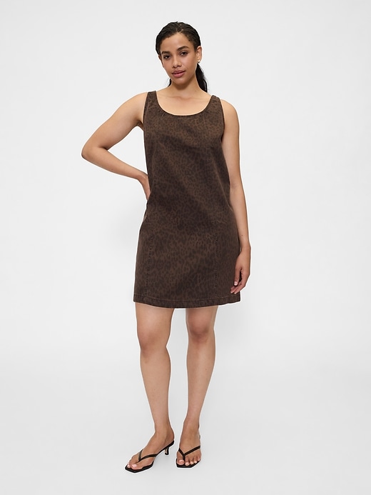 Image number 4 showing, Print Denim Scoopneck Mini Dress
