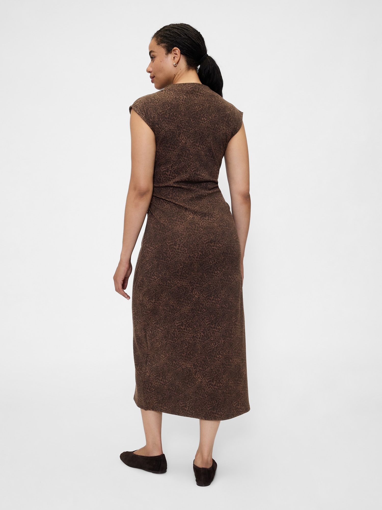 Gap Factory Modern Ribbed Mockneck Midi Dress In Brown