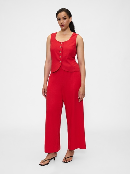 Image number 5 showing, Relaxed Linen-Blend Pull-On Crop Pants