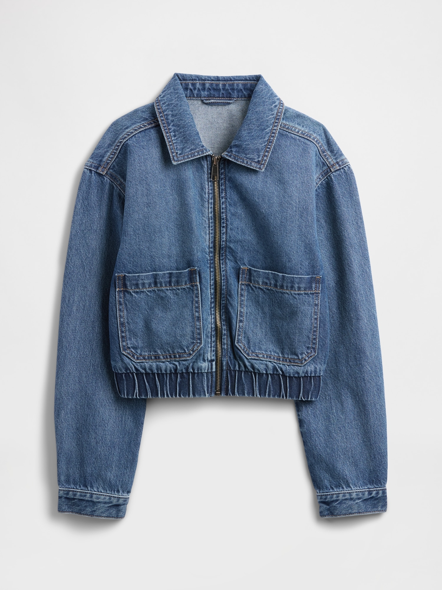 Kids Denim Zip Bomber Jacket