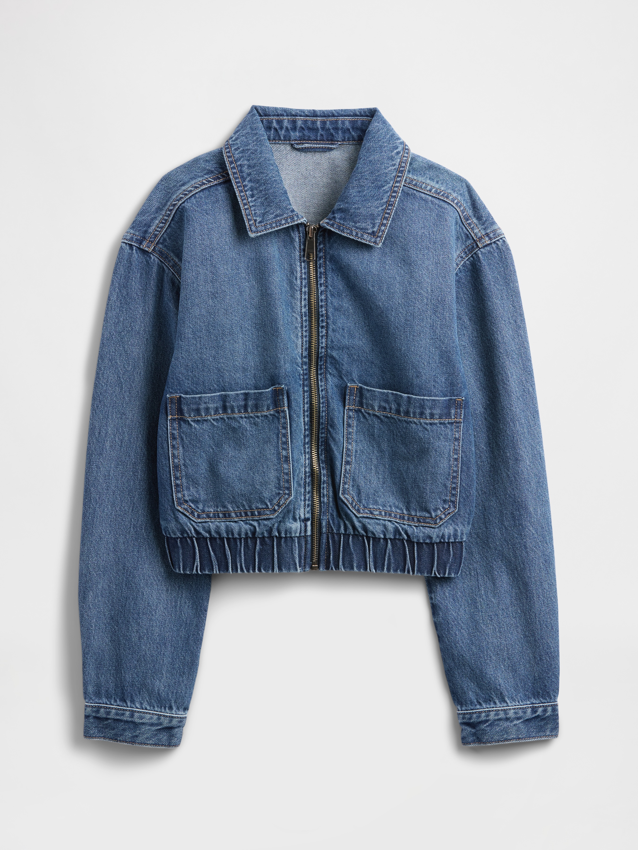 Kids Denim Zip Bomber Jacket | Gap Factory