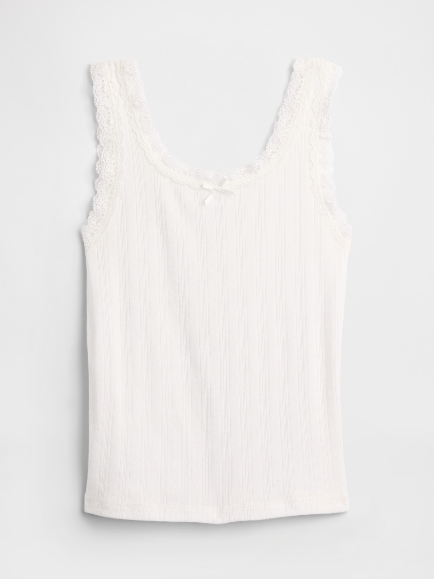 Kids Pointelle Sweater Tank Top - White