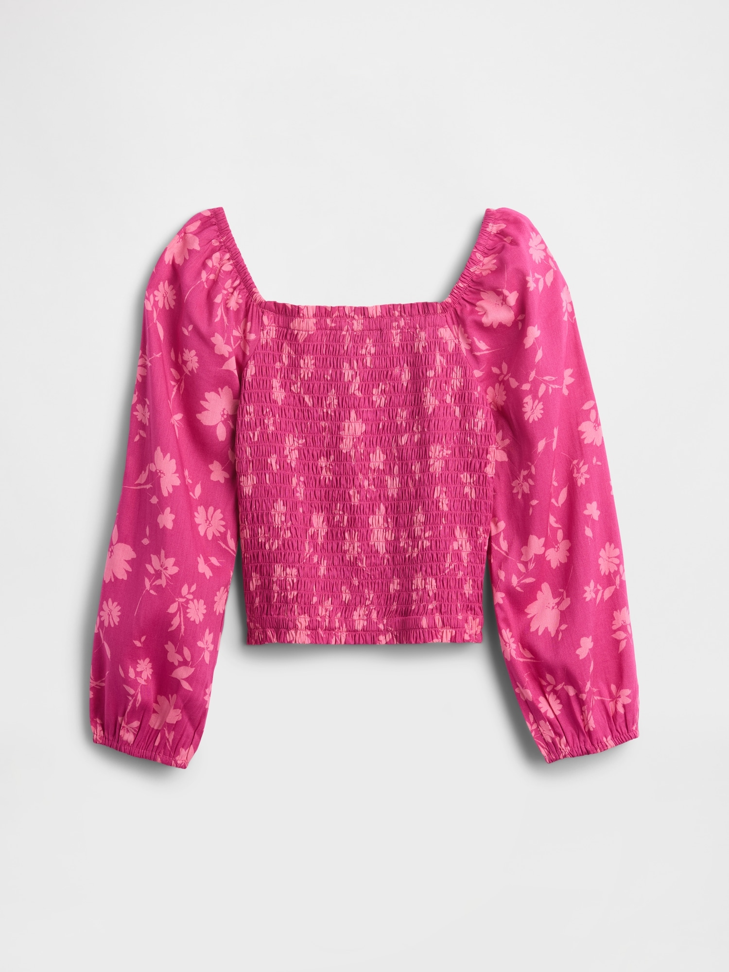 Kids Squareneck Puff Sleeve Top - Pink