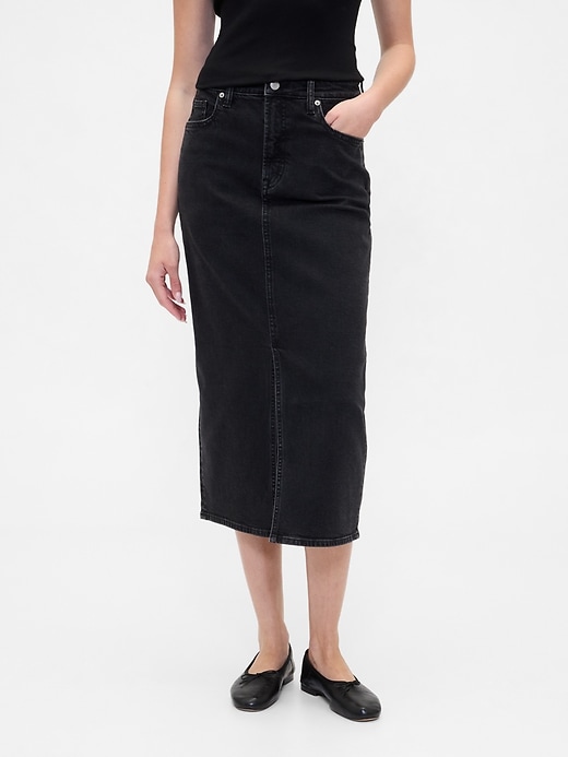 Image number 3 showing, Denim Midi Pencil Skirt