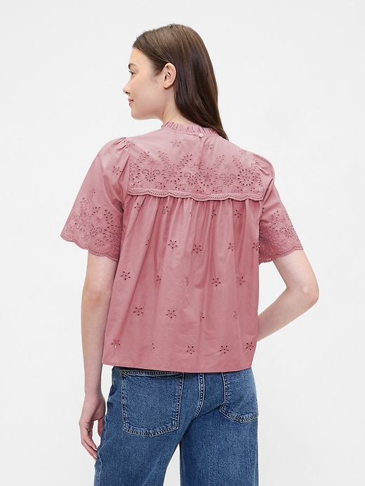 Image number 2 showing, Relaxed Puff Sleeve Eyelet Top