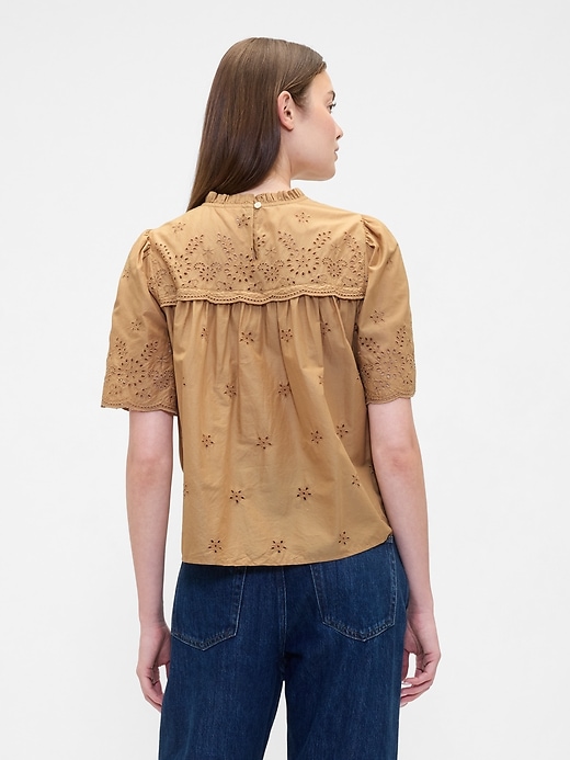 Image number 2 showing, Relaxed Puff Sleeve Eyelet Top