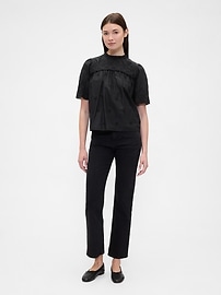 Relaxed Puff Sleeve Eyelet Top