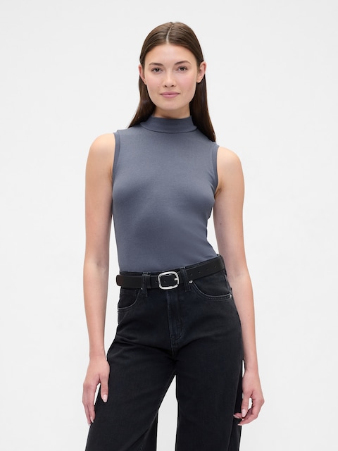 Modern Ribbed Mockneck Tank Top