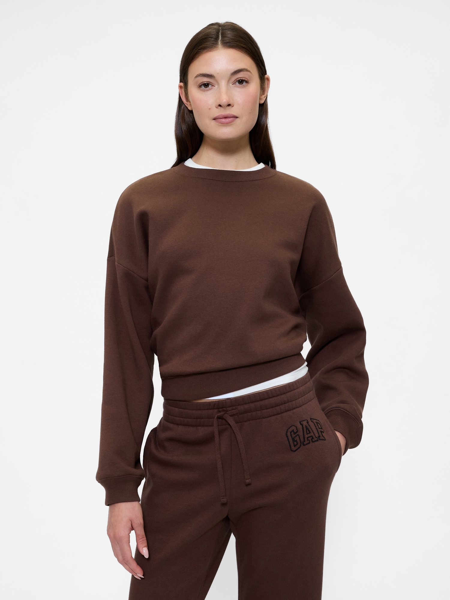 Oversized Crewneck Sweatshirt - Chocolate Bar Brown