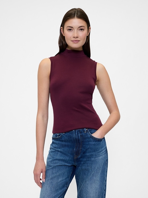 Image number 1 showing, Modern Ribbed Mockneck Tank Top
