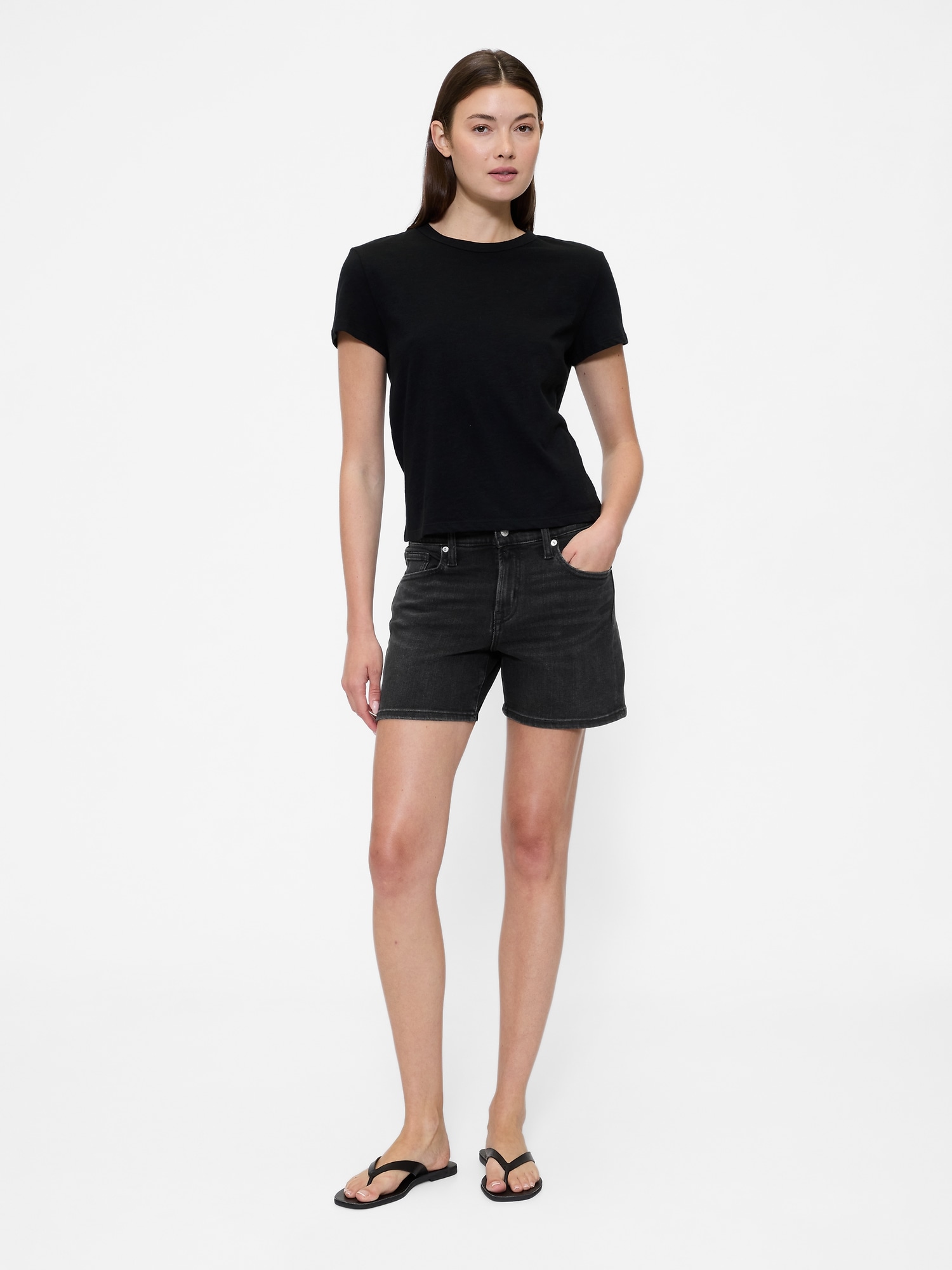 5" Mid Rise Denim Shorts