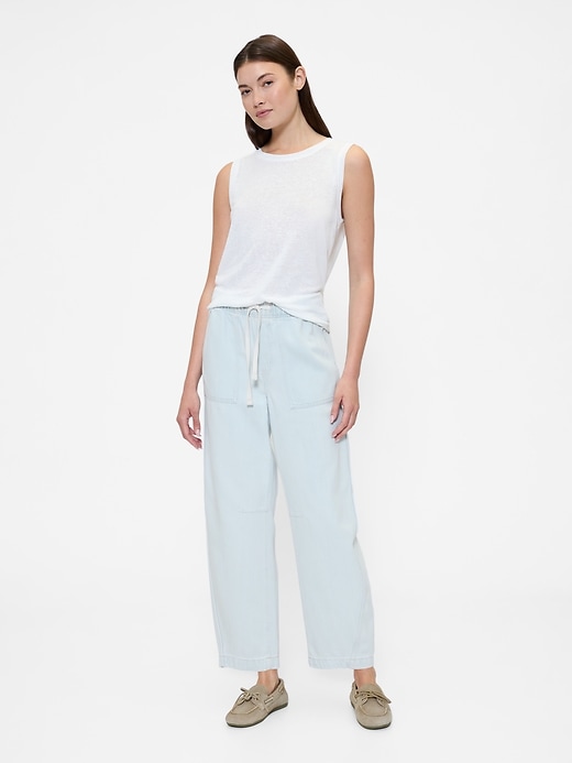 Image number 1 showing, Mid Rise SuperSoft Pull-On Barrel Jeans