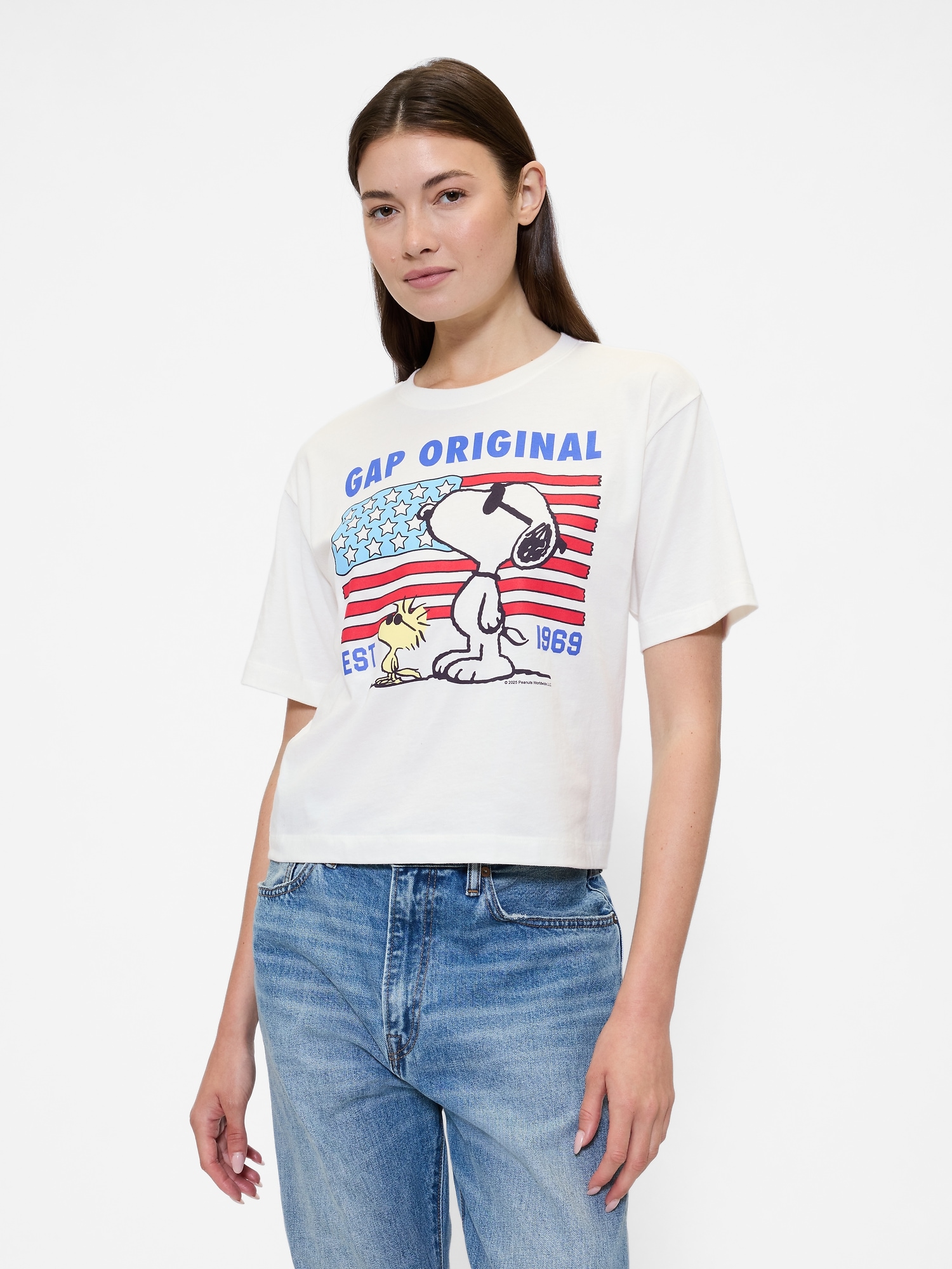 Peanuts Oversized Gap Logo T-Shirt - White