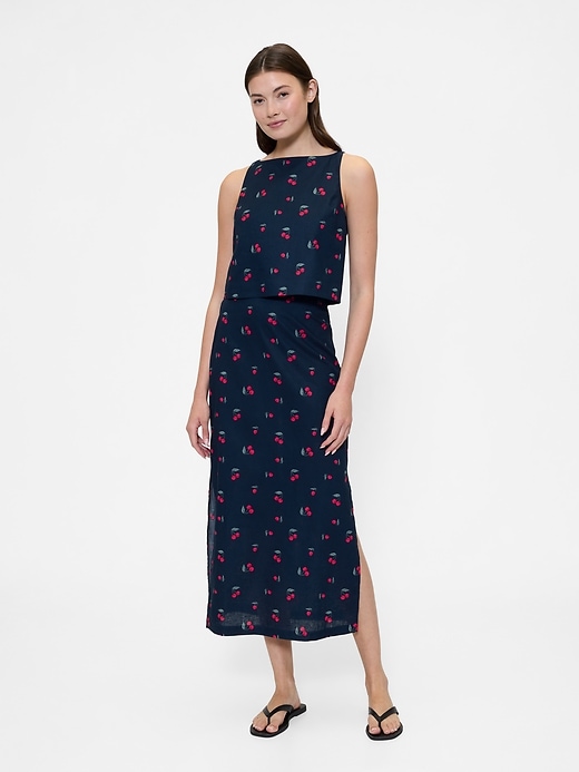 Image number 1 showing, Linen-Blend Maxi Slip Skirt