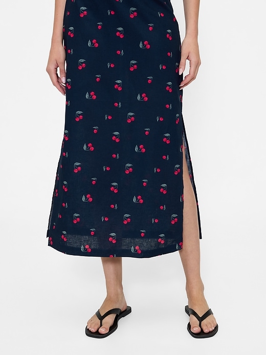 Image number 3 showing, Linen-Blend Maxi Slip Skirt