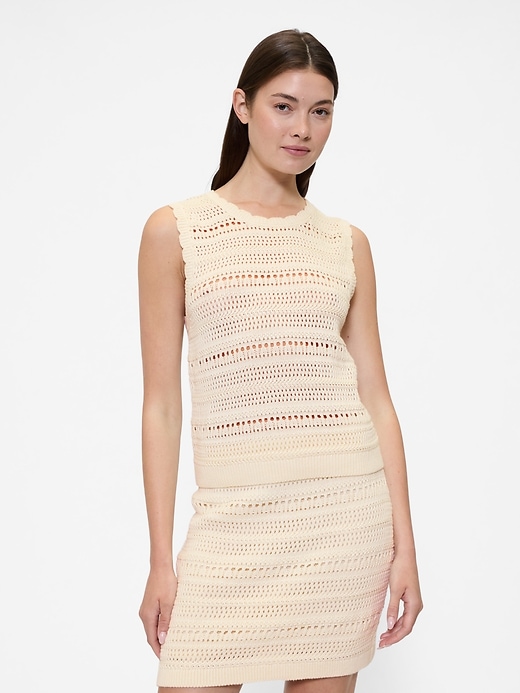 Image number 1 showing, Sleeveless Mixed-Stitch Sweater Tank Top