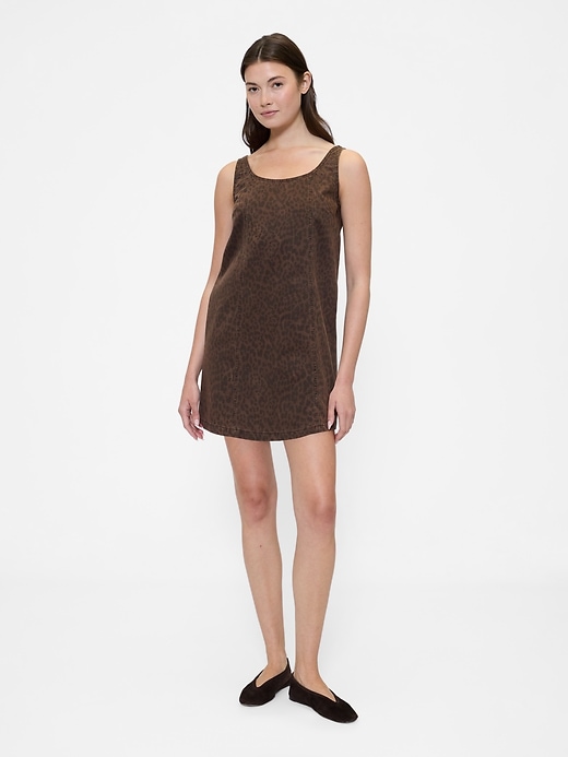 Image number 1 showing, Print Denim Scoopneck Mini Dress