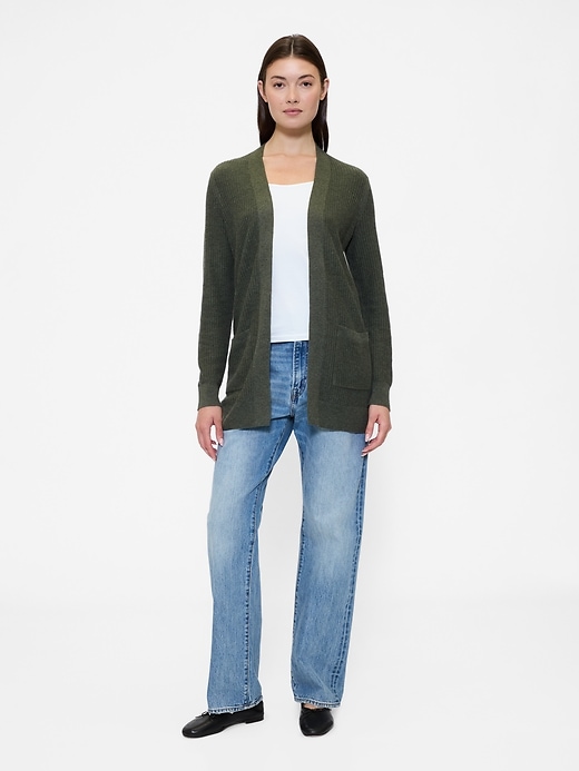 Image number 3 showing, Relaxed Shaker-Stitch Open-Front Cardigan